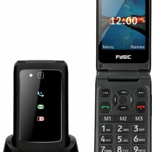Fysic F15 – Mobiele Klaptelefoon Voor Senioren Met SOS Paniekknop – Zwart
